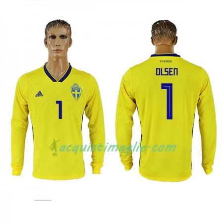 Divisa di Calcio Svezia Olsen 1 Prima Mondiali 2018 Manica Lunga